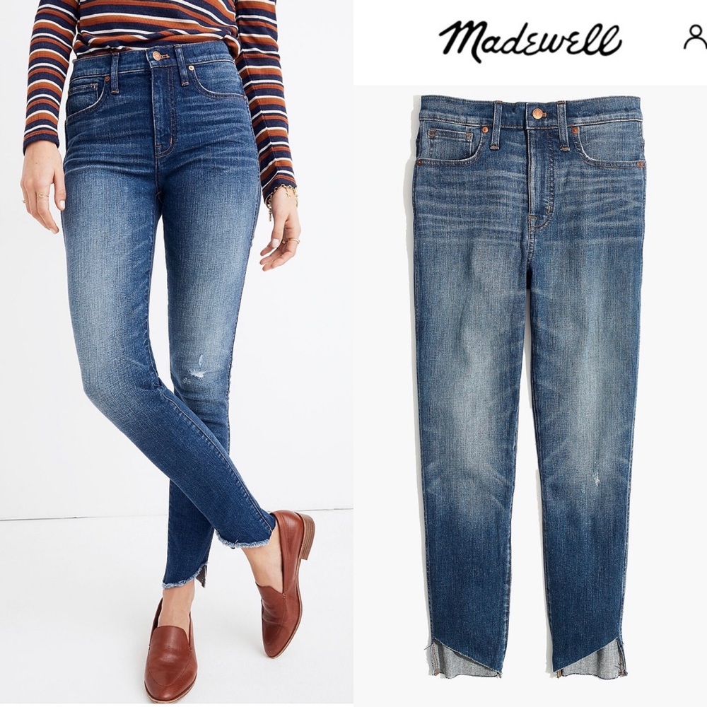Madewell 10" High Rise Skinny Jeans Cutout Tulip Hem Edition  K5236 Size 25 - Picture 5 of 15